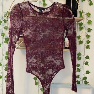 Forever 21 floral mesh body suit- long sleeve